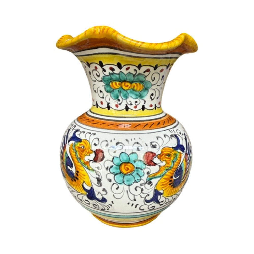 Raffaellesco Style Hand Painted 6” Vase Made in Italy